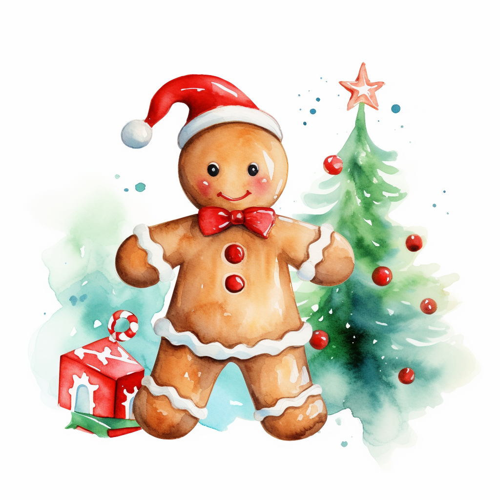 Cute gingerbread man in Christmas scene