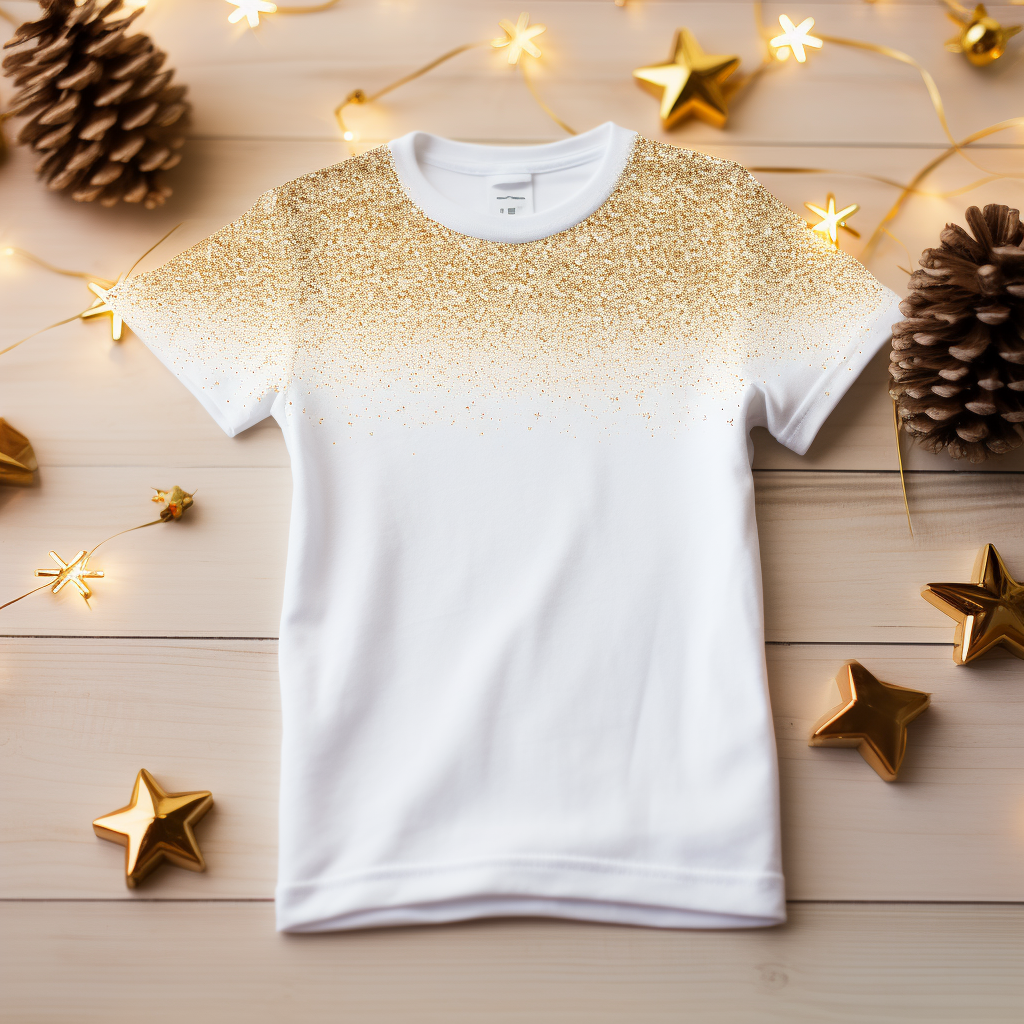 White T-shirt with Christmas Glam Present