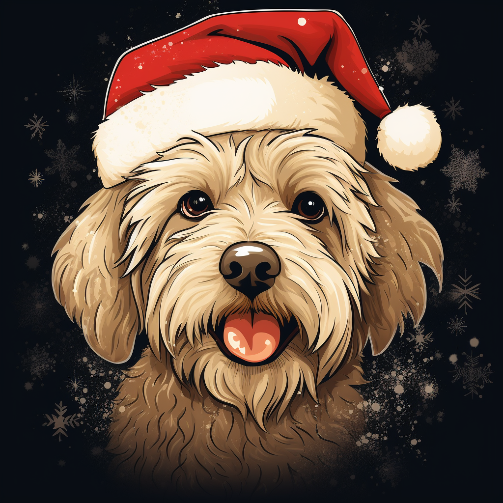 Christmas Golden Havanese Dog in Graphic Novel Art