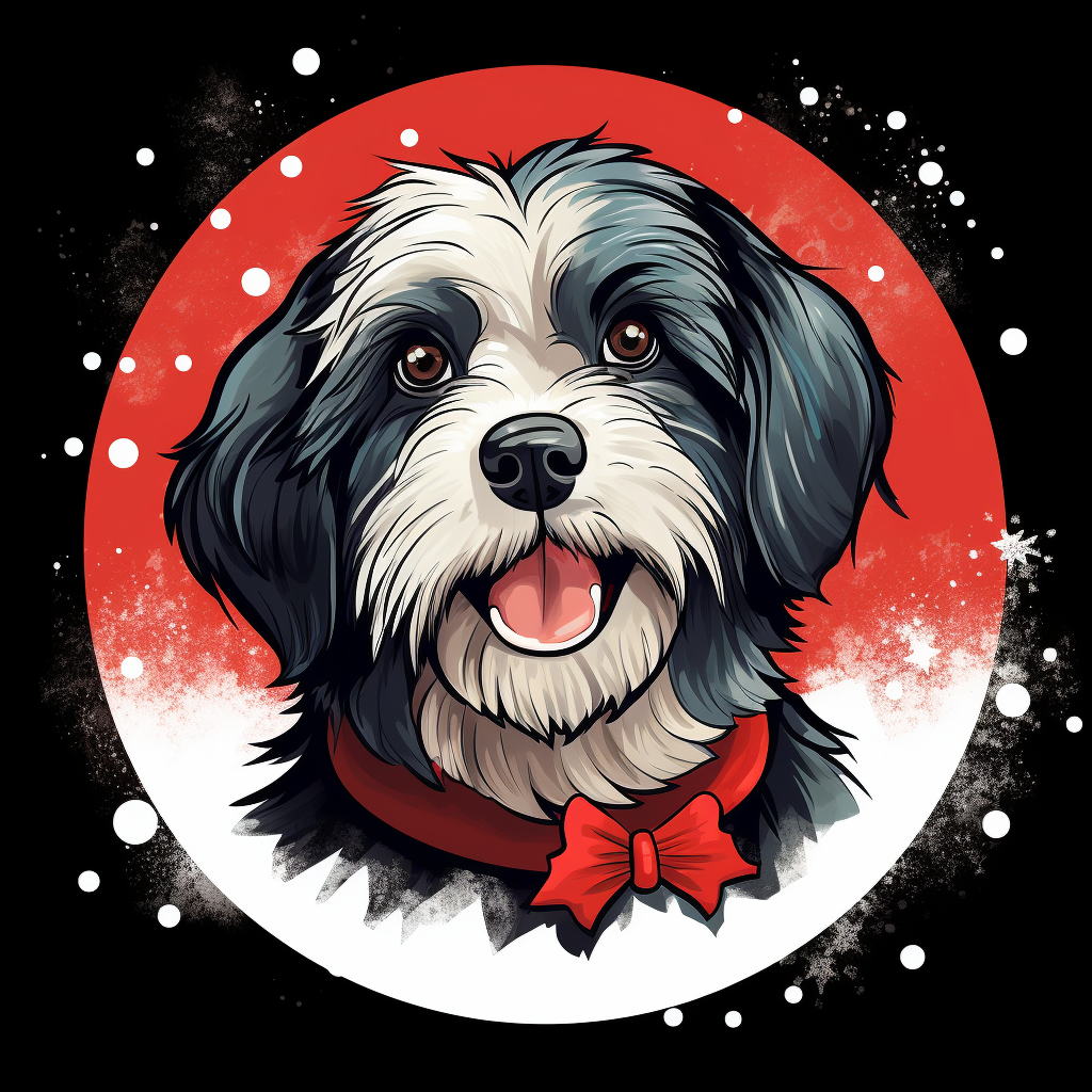 Christmas Havanese dog in graphic novel art