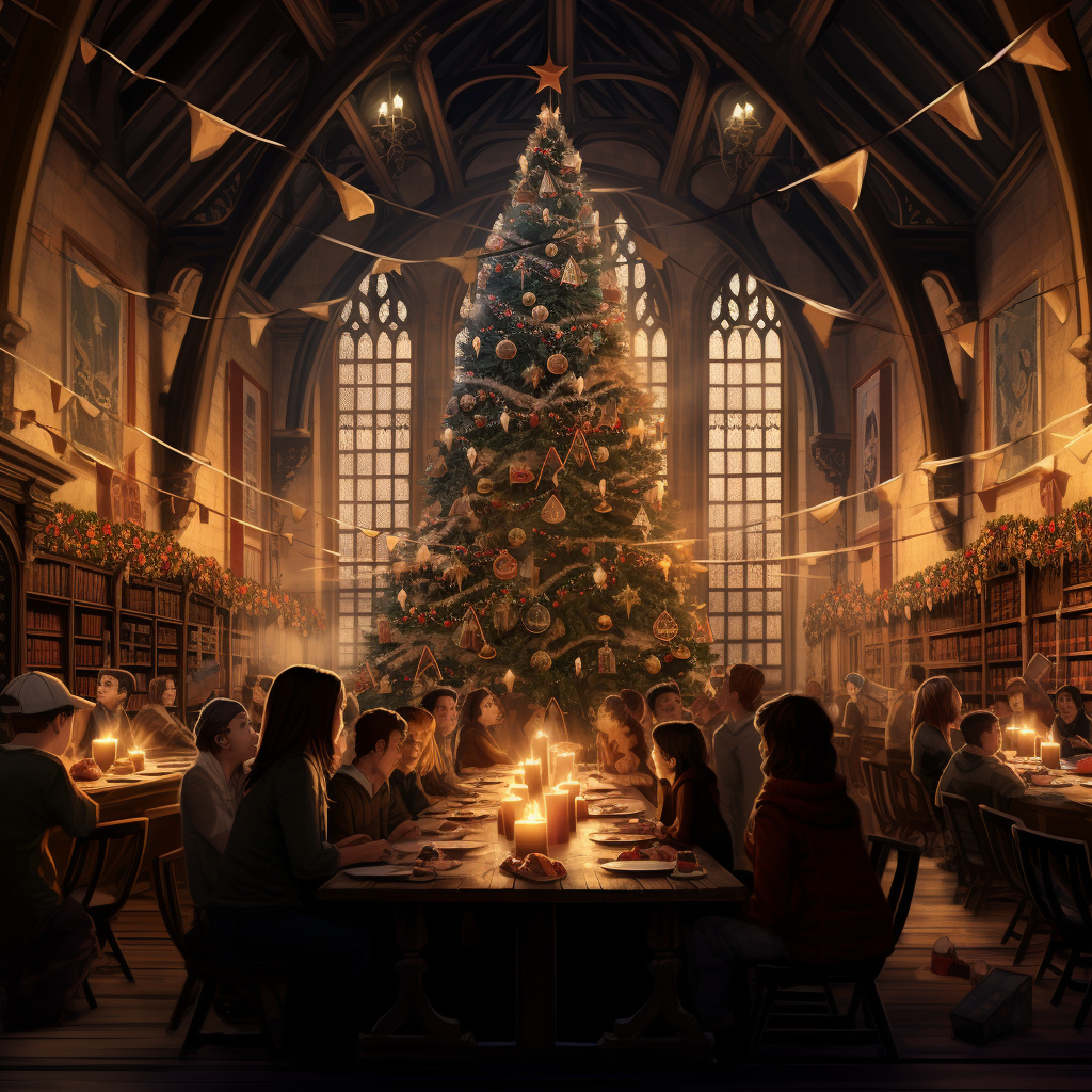 Festive Hogwarts Christmas Scene