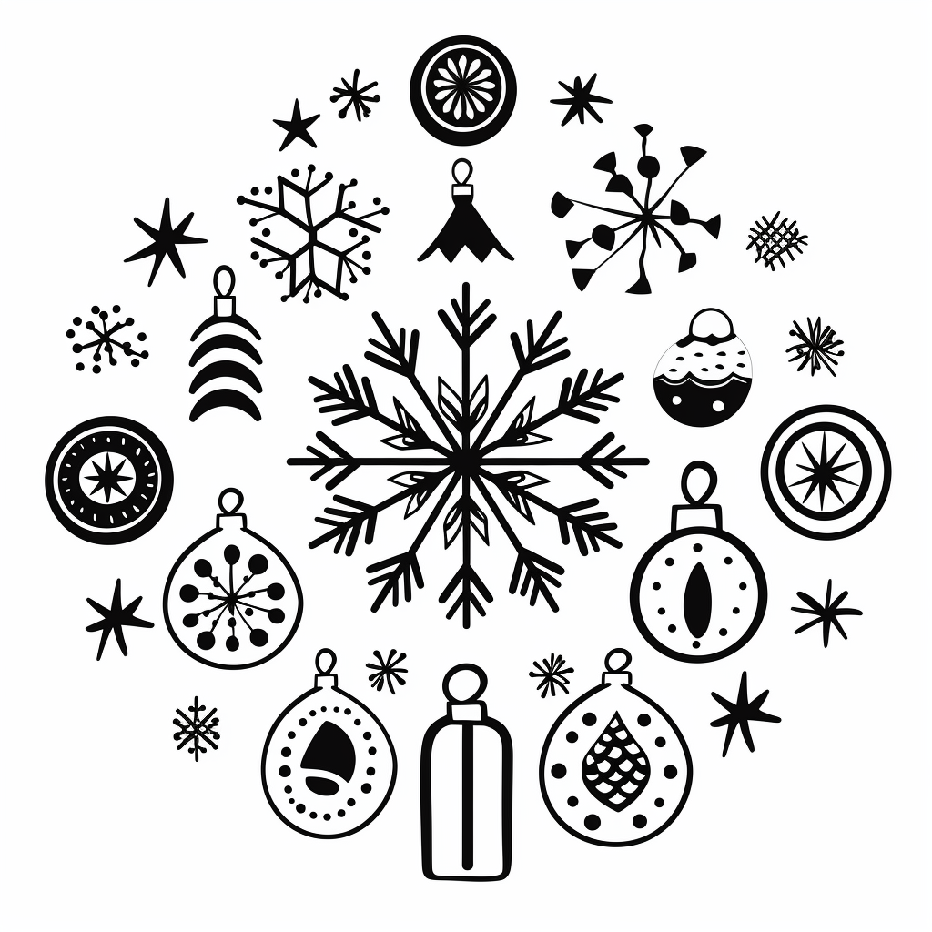 Black and White Christmas Ornament Elements