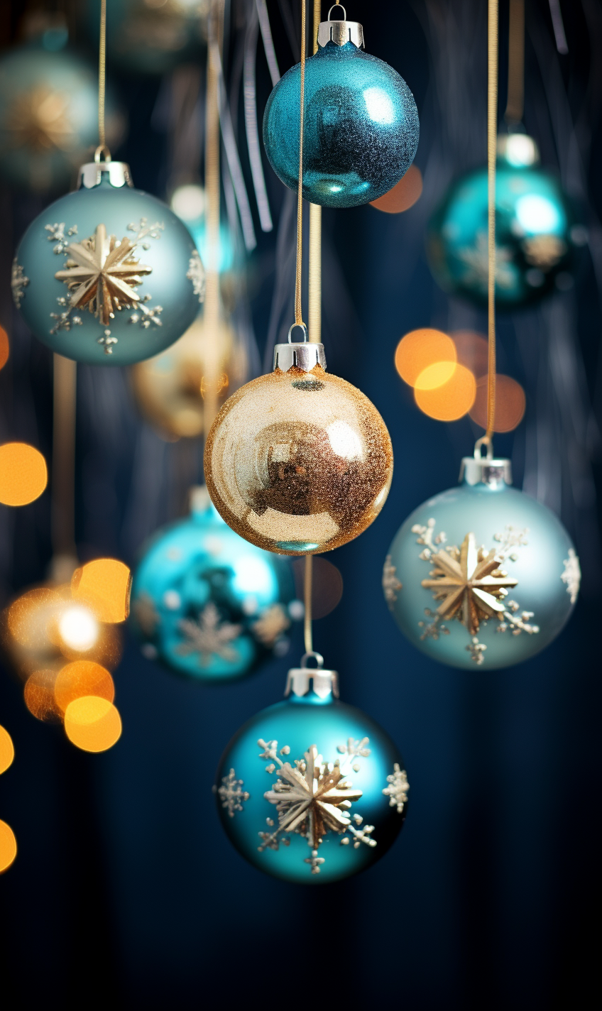 Colorful Christmas ornaments on a tree