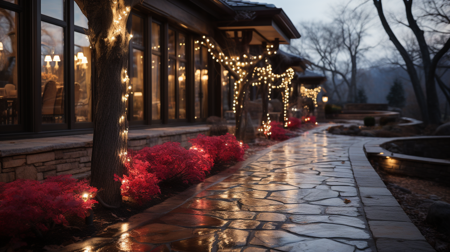 Garden Decorated for Christmas Party