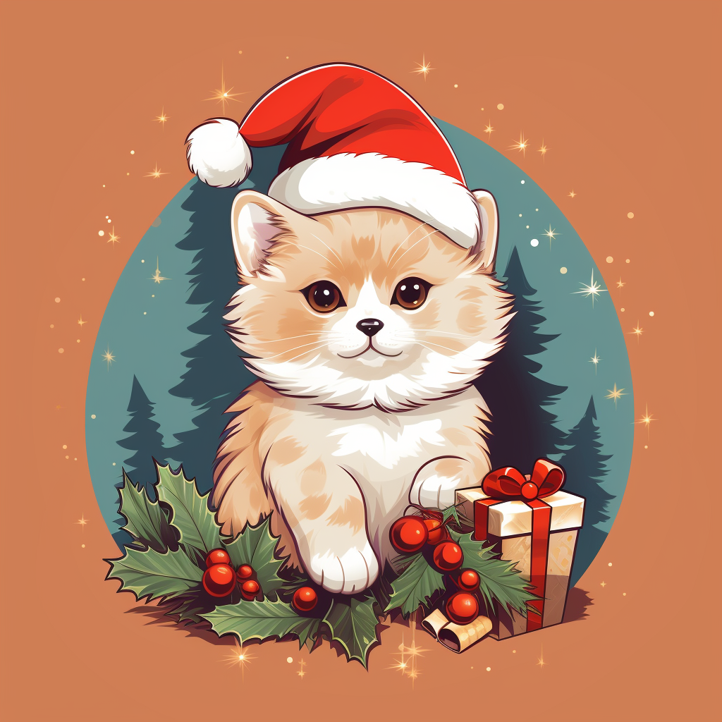 Vector illustration of cute Christmas pet