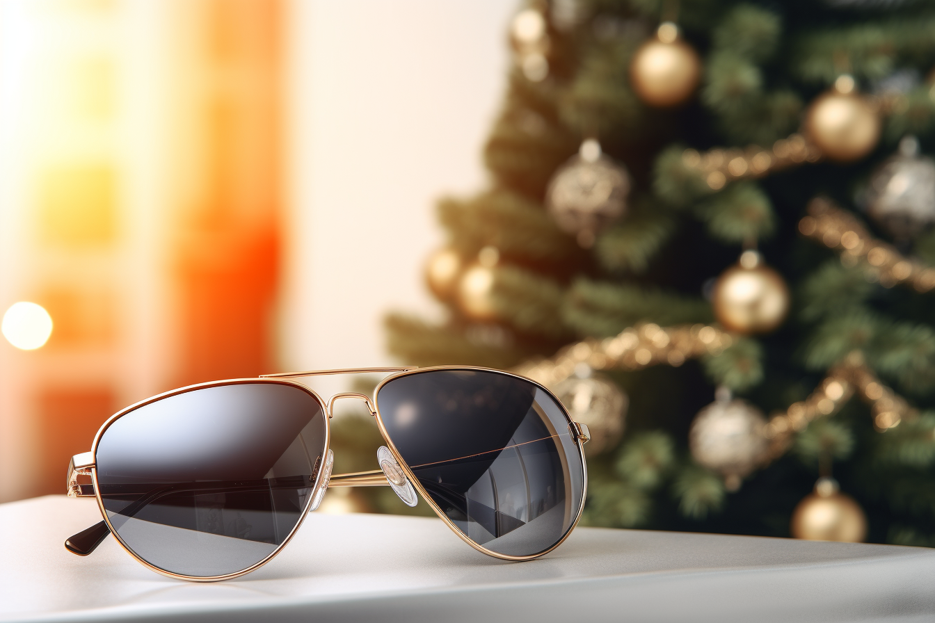 Sunglasses on Christmas Present Box