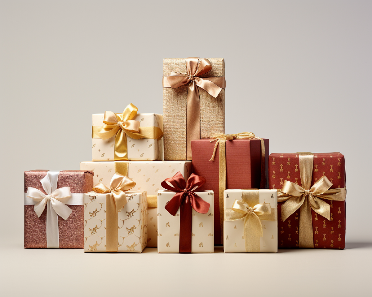 Assorted Christmas Presents with Beautiful Wrapping