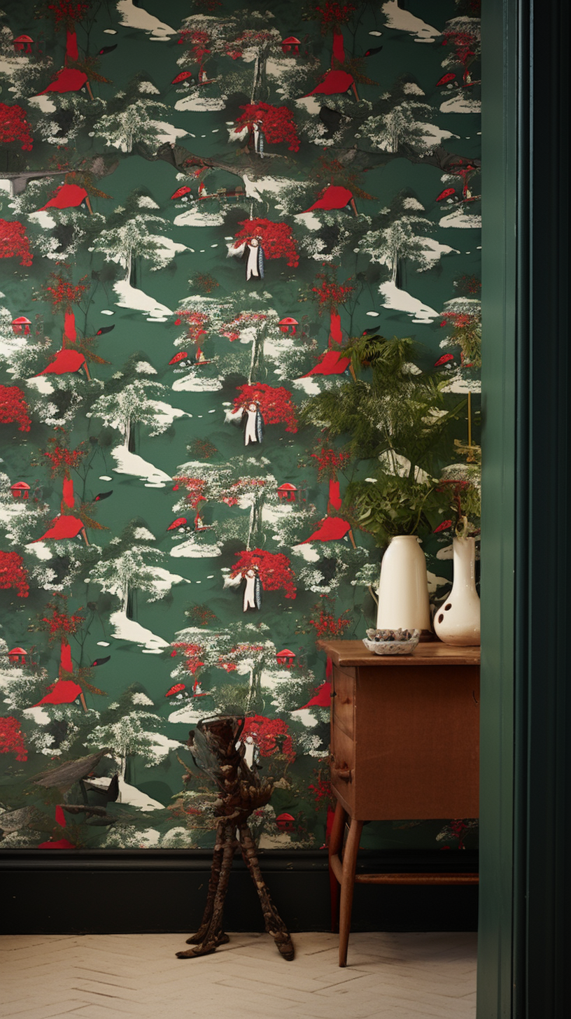 Festive Christmas wallpaper with a rubbery style