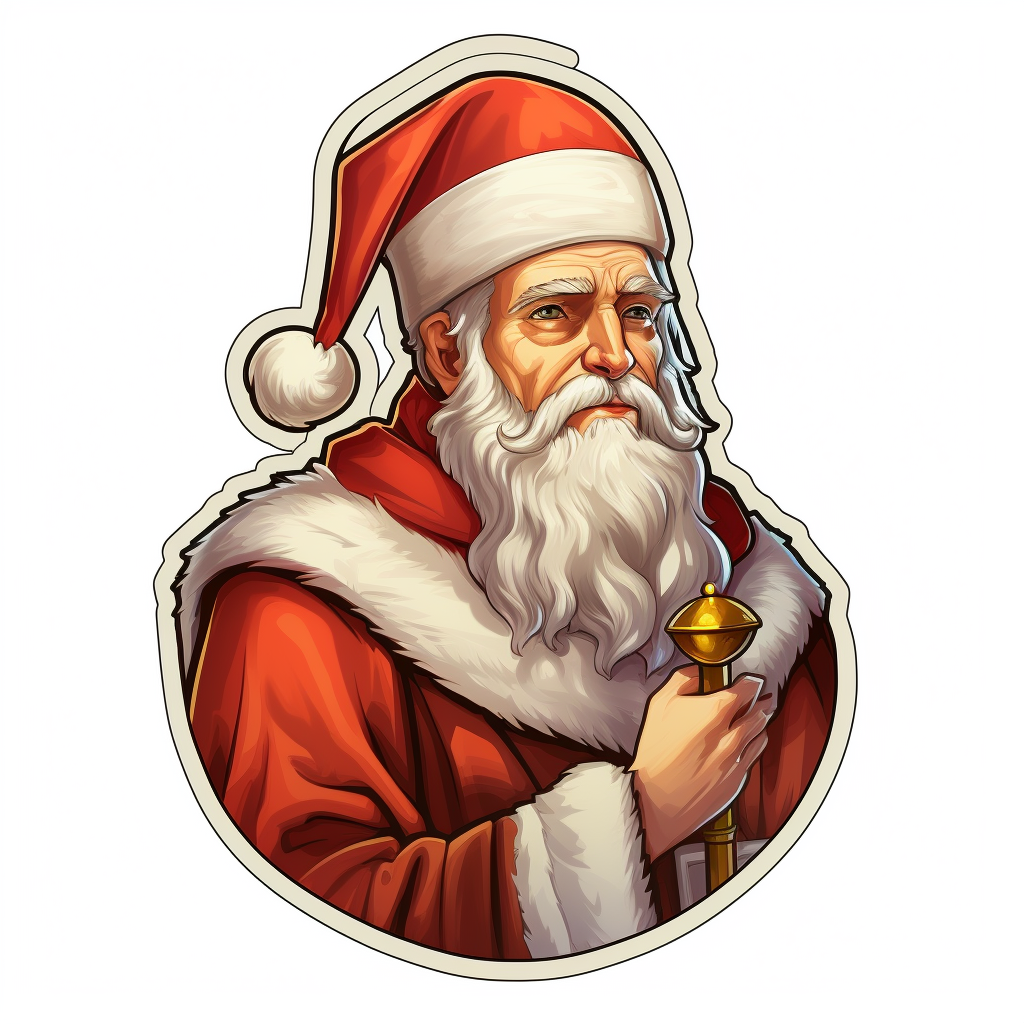 Christmas Saint Nicholas sticker on white background