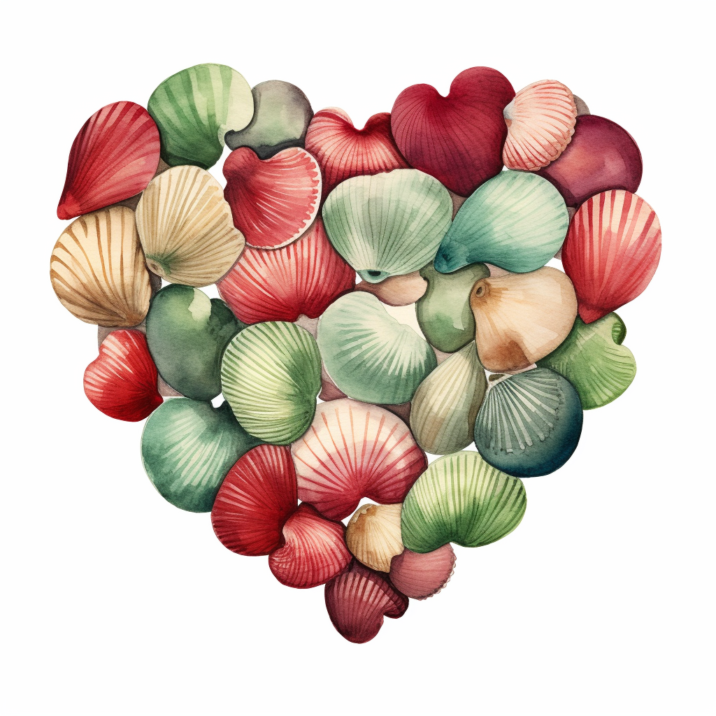 Beautiful Christmas Seashell Heart Illustration