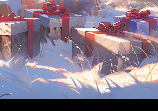 Snowy Christmas Scene with Presents