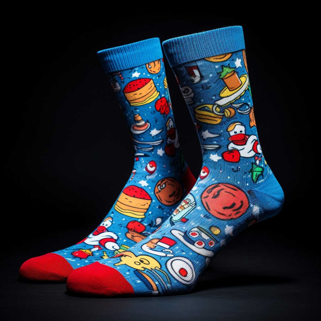 Colorful Christmas socks with festive designs