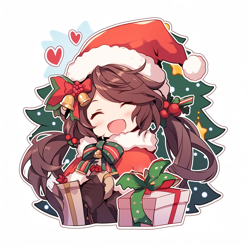 Festive Christmas sticker on white background