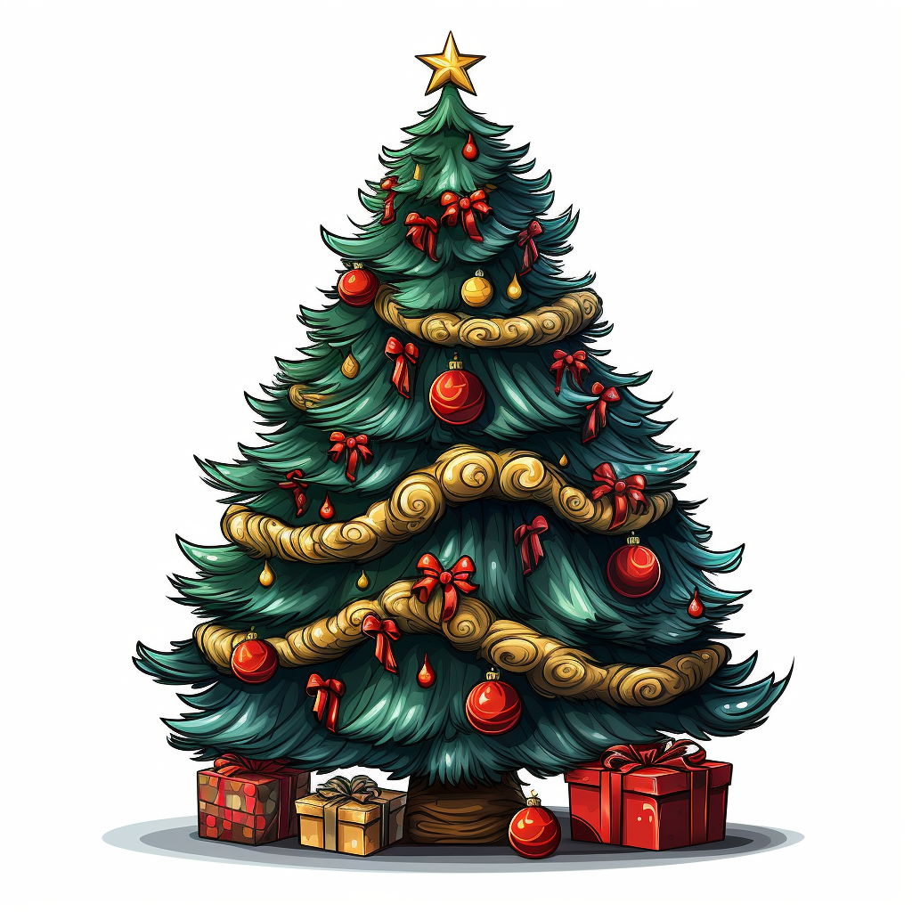 Festive Christmas Tree Cartoon Clipart