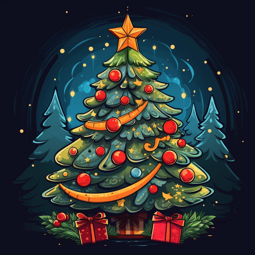 Cartoon Christmas tree illustration