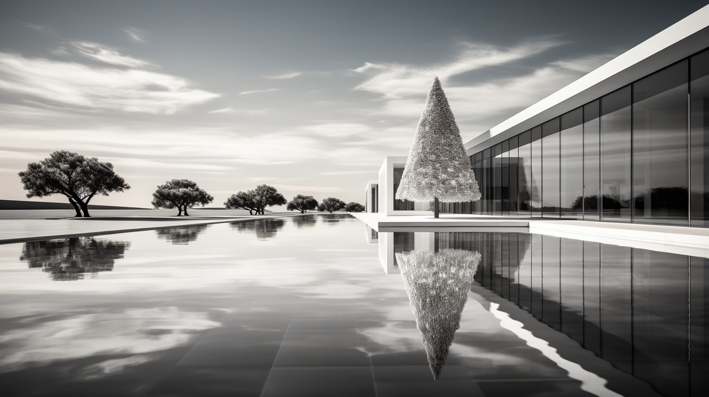 elegant Christmas tree and pool