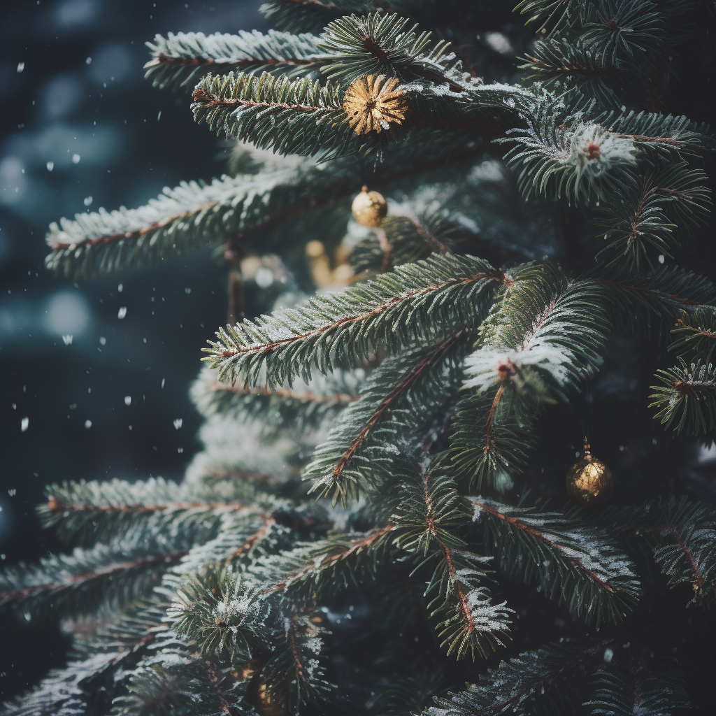 Close-up of Cozy Christmas Tree