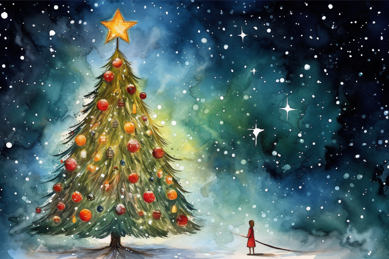 Colorful Christmas Tree with Sparkling Lights