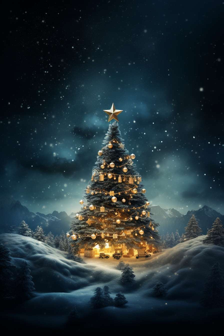 Beautifully decorated Christmas tree at North Pole