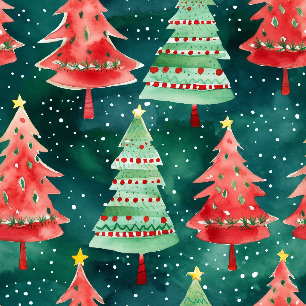 Colorful Christmas tree illustration on red background