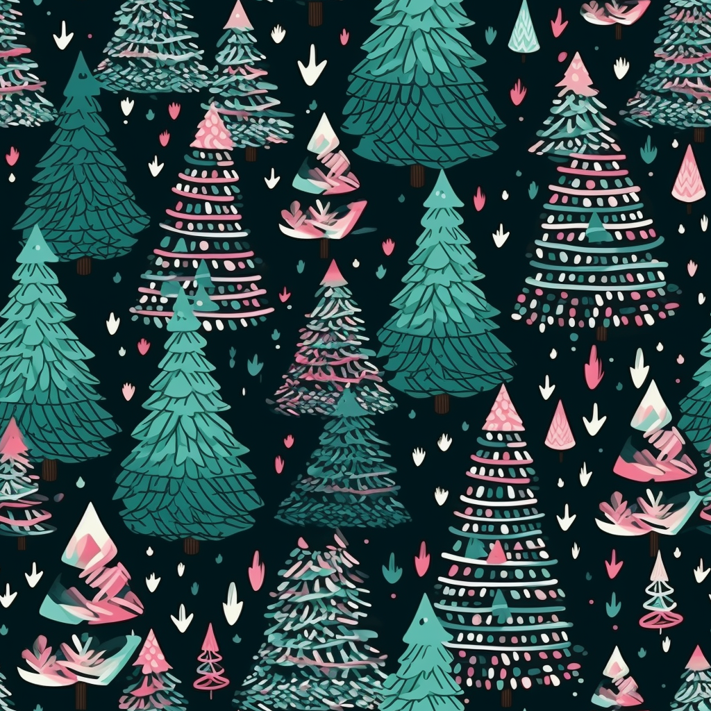 Vibrant Christmas tree seamless pattern