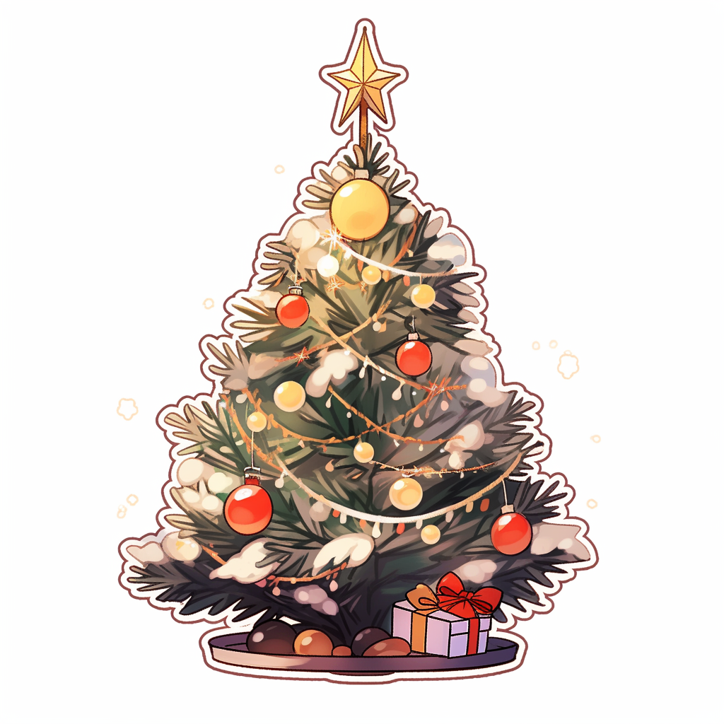 Colorful Christmas tree sticker