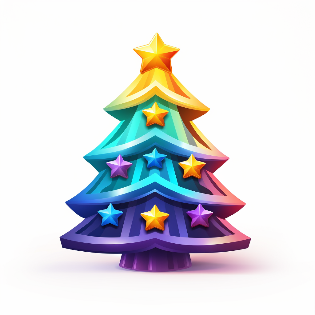 Vector style Christmas tree gamification icon