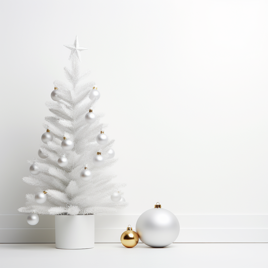 Minimalist Christmas tree on white background