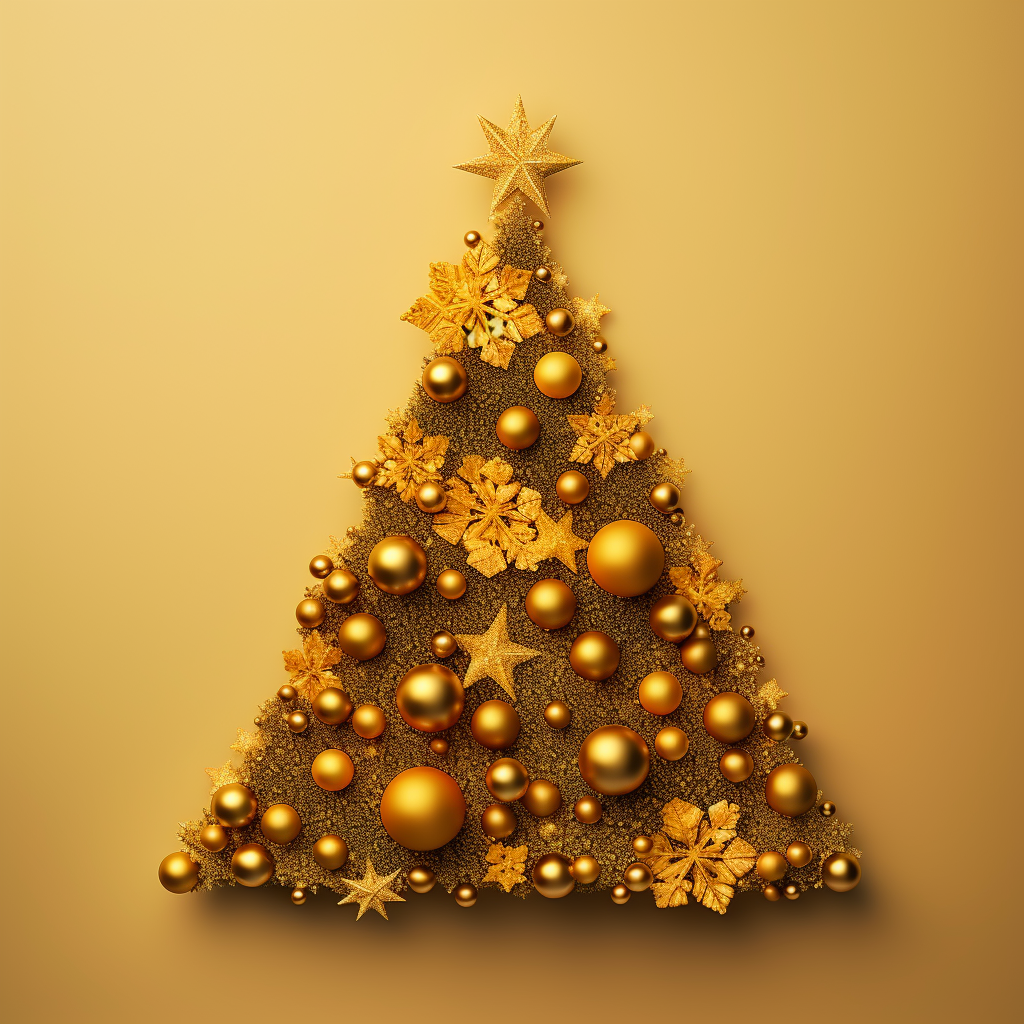 Beautiful Christmas tree with yellow details