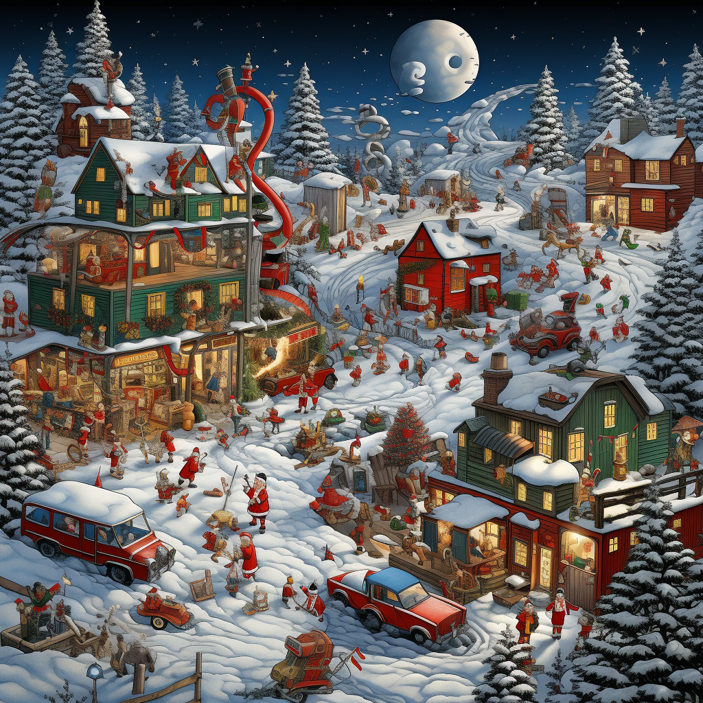 Waldo hiding in Christmas scene