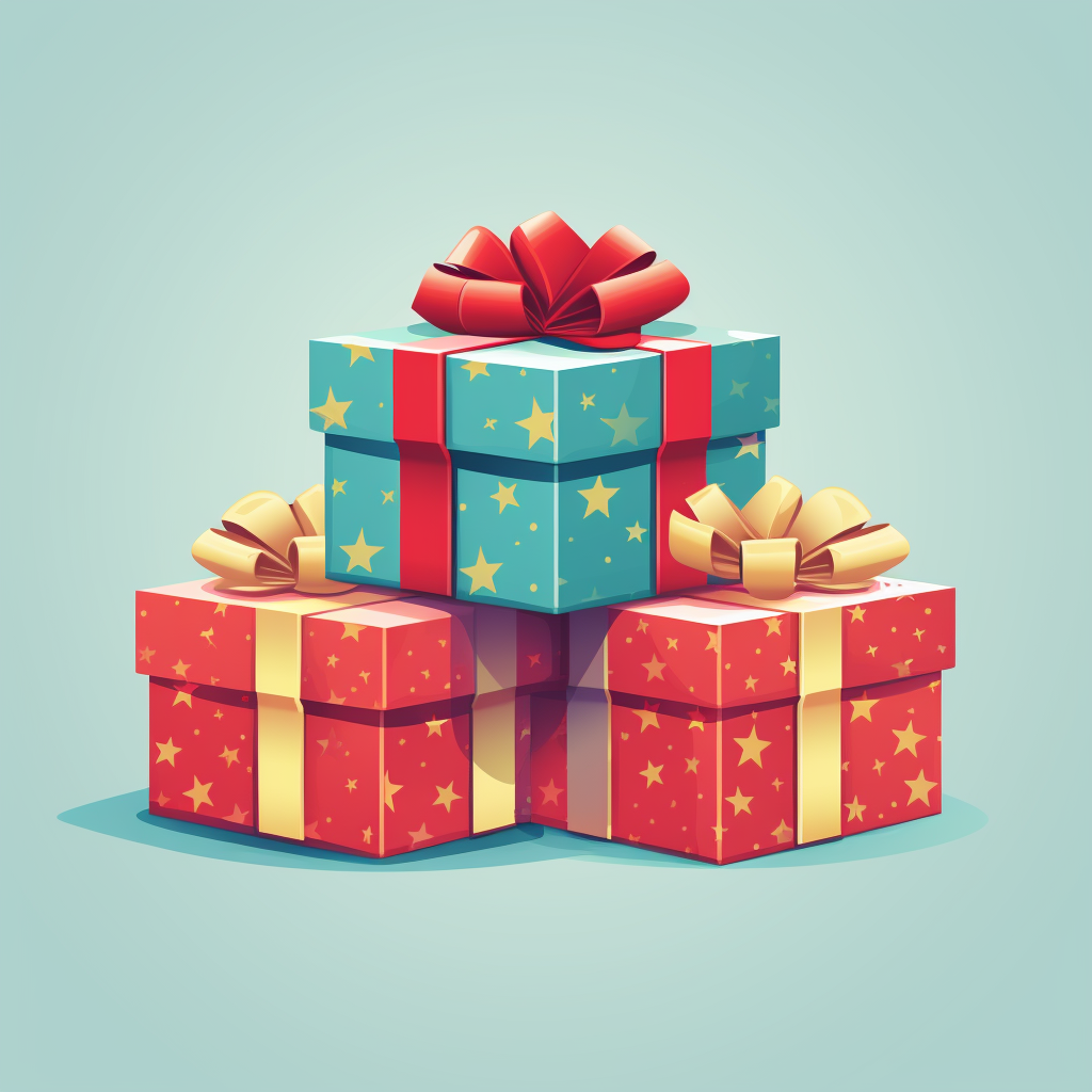 Colorful 3D Christmas wrapped boxes