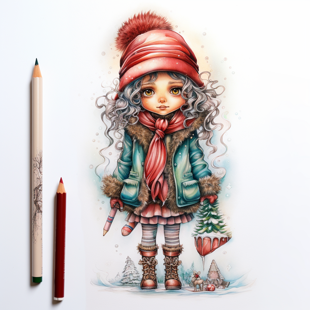 Stunning Christmas carol singer artist sketch