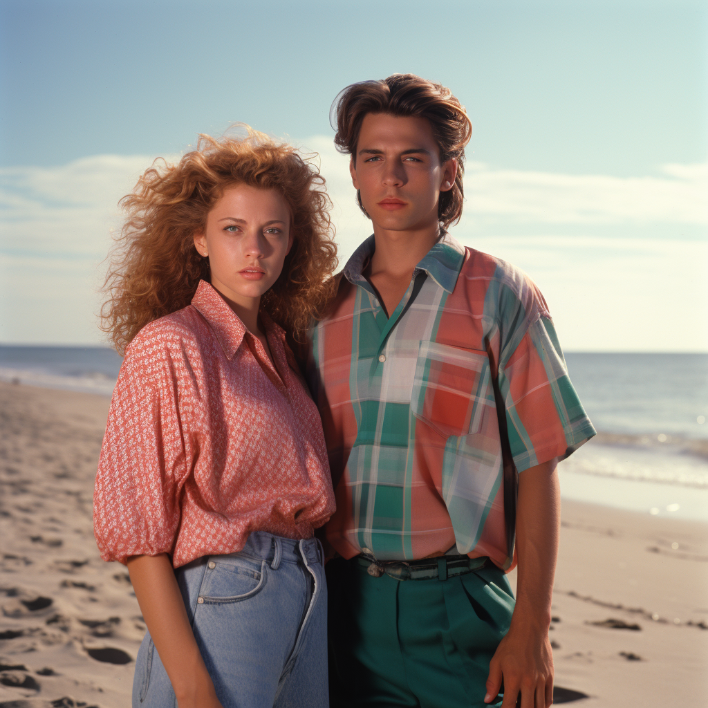 Christopher and Heather enjoying the beach in an 80s movie