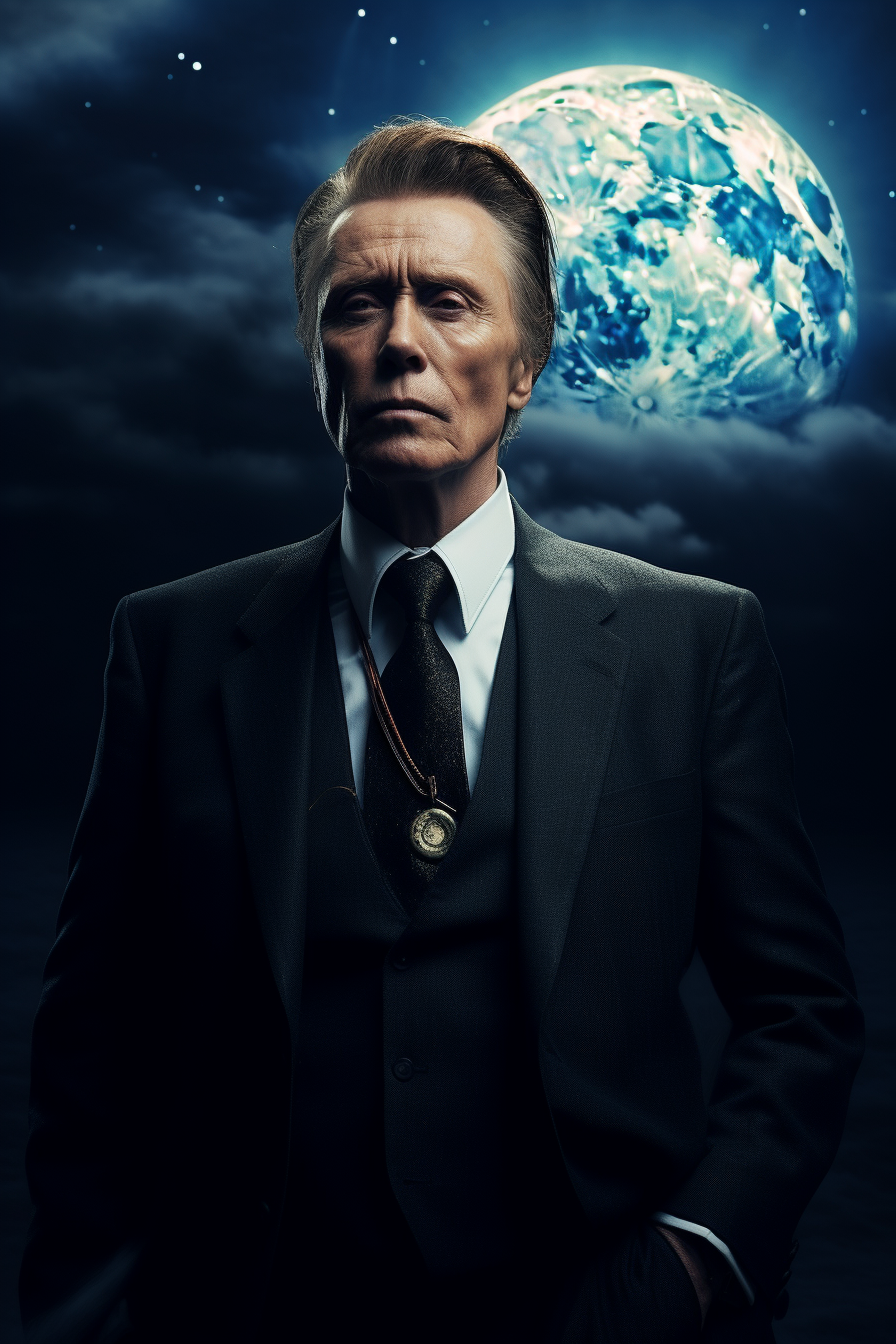 Christopher Walken on Moon in Dark Sky