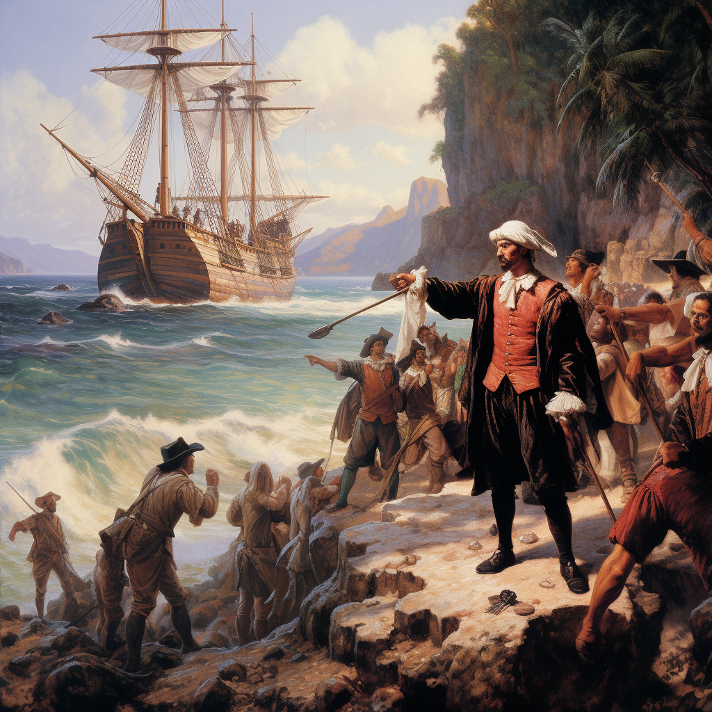 Christopher Columbus landing on Hispaniola