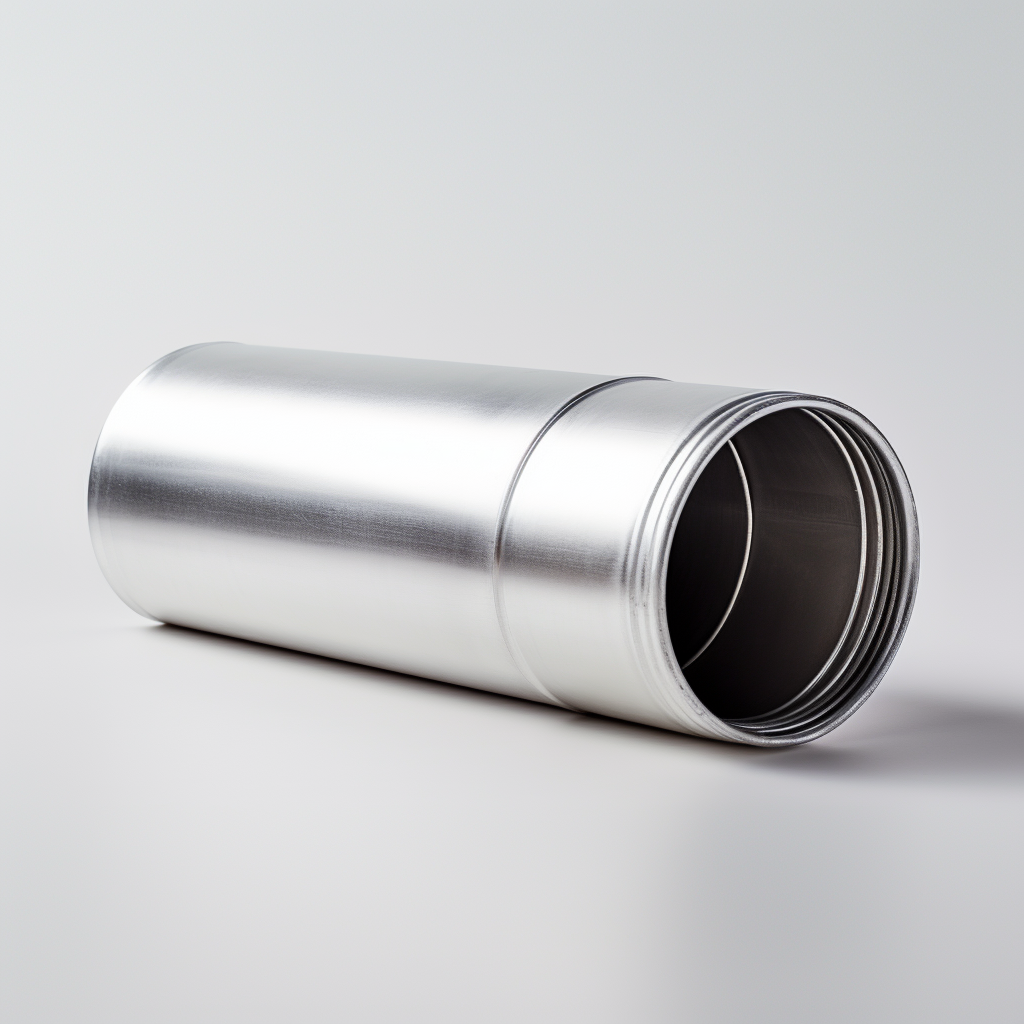 Chrome Cardboard Mailing Tube on White Surface