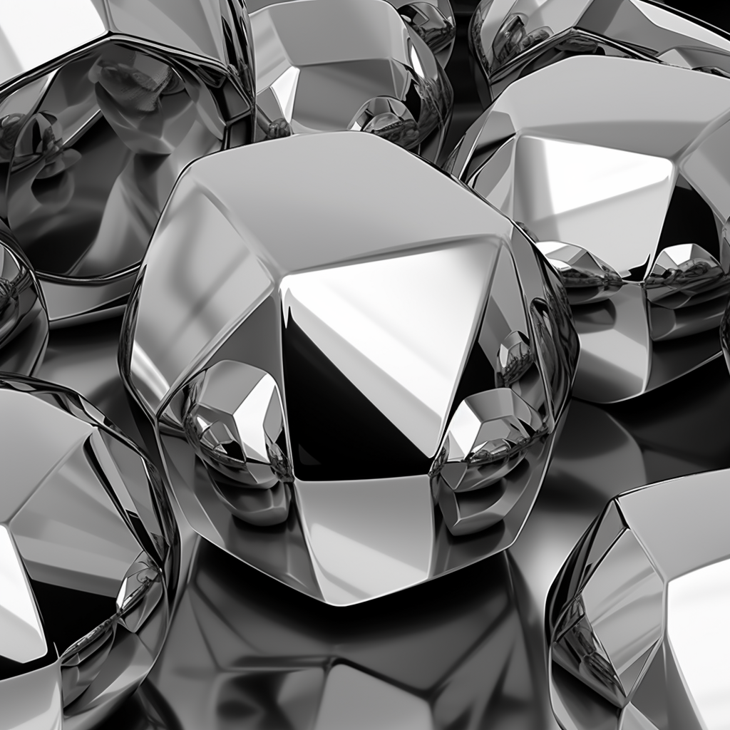 Geometric figures with polished chrome finish