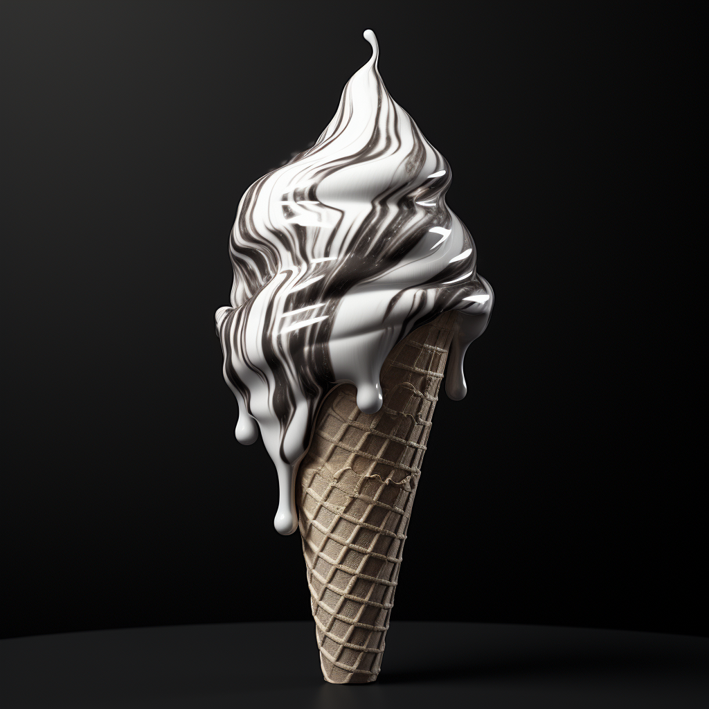 Grayscale chrome ice cream cone