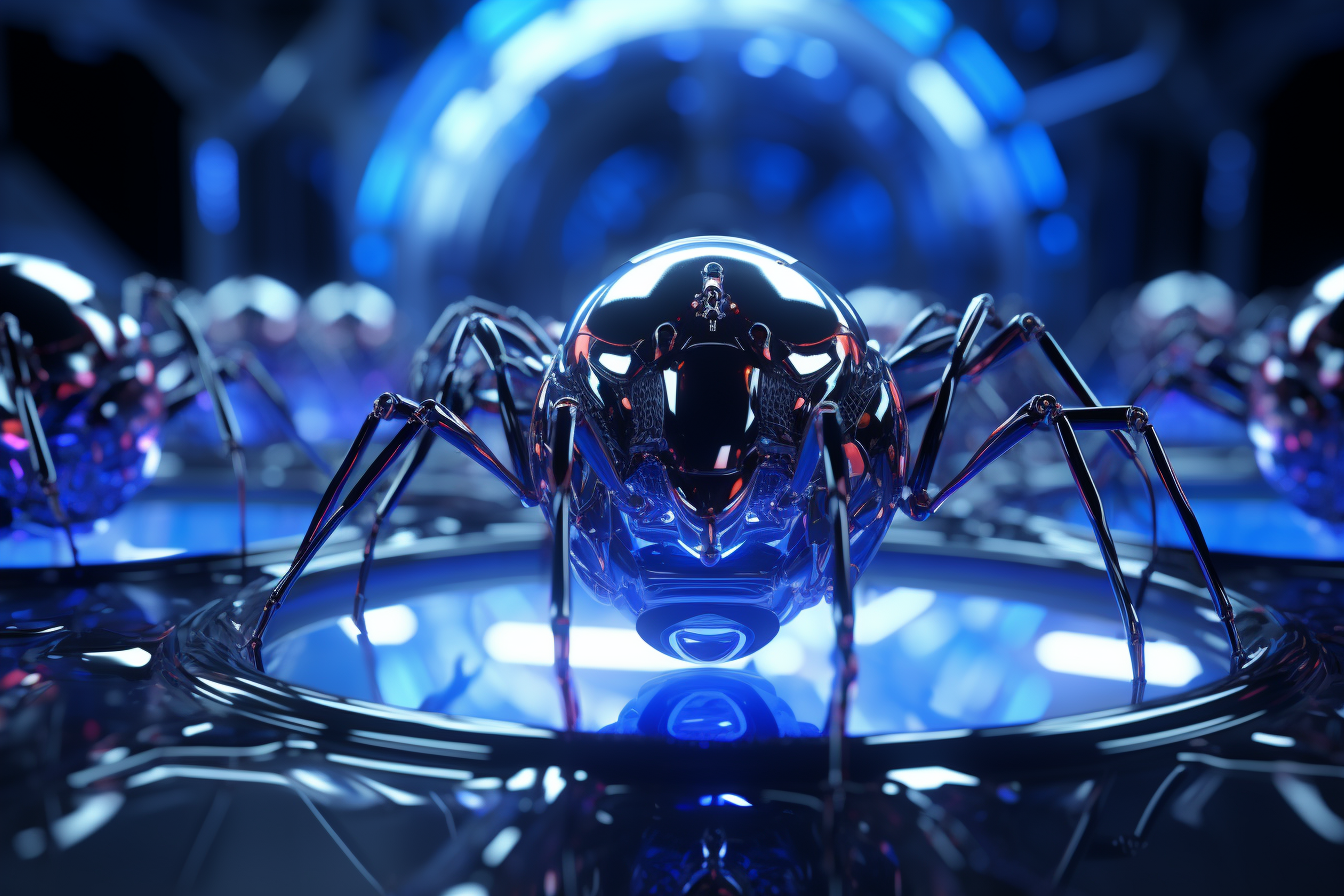 Chrome-plated ants in front of fusion reactor