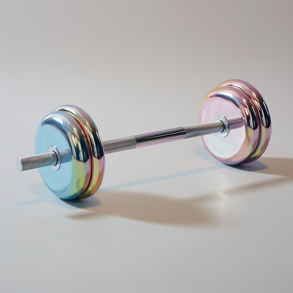 Pastel painting of 1980s chrome plated barbell