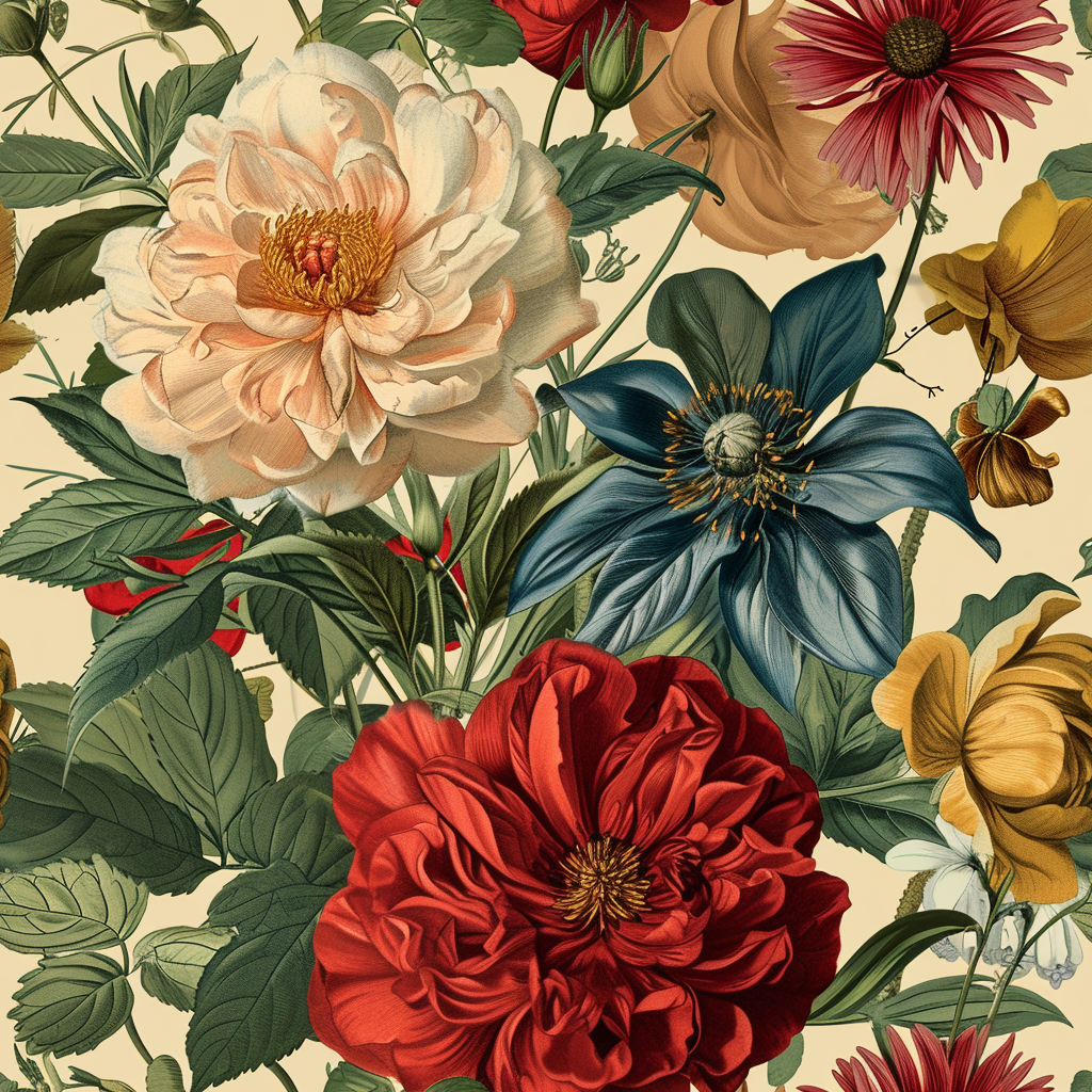 Colorful chromolithographic floral tile design