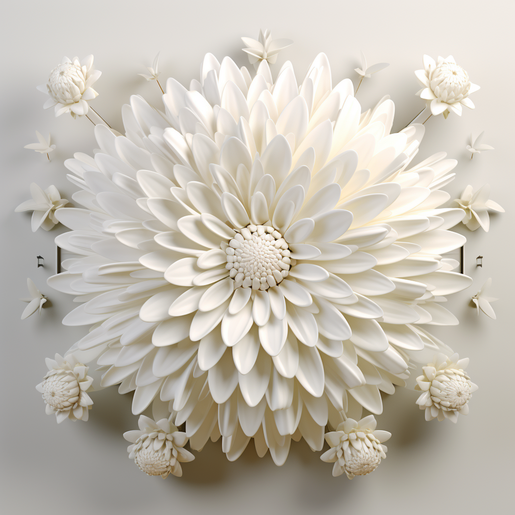 Chrysanthemum circle shaped door in cartoon style