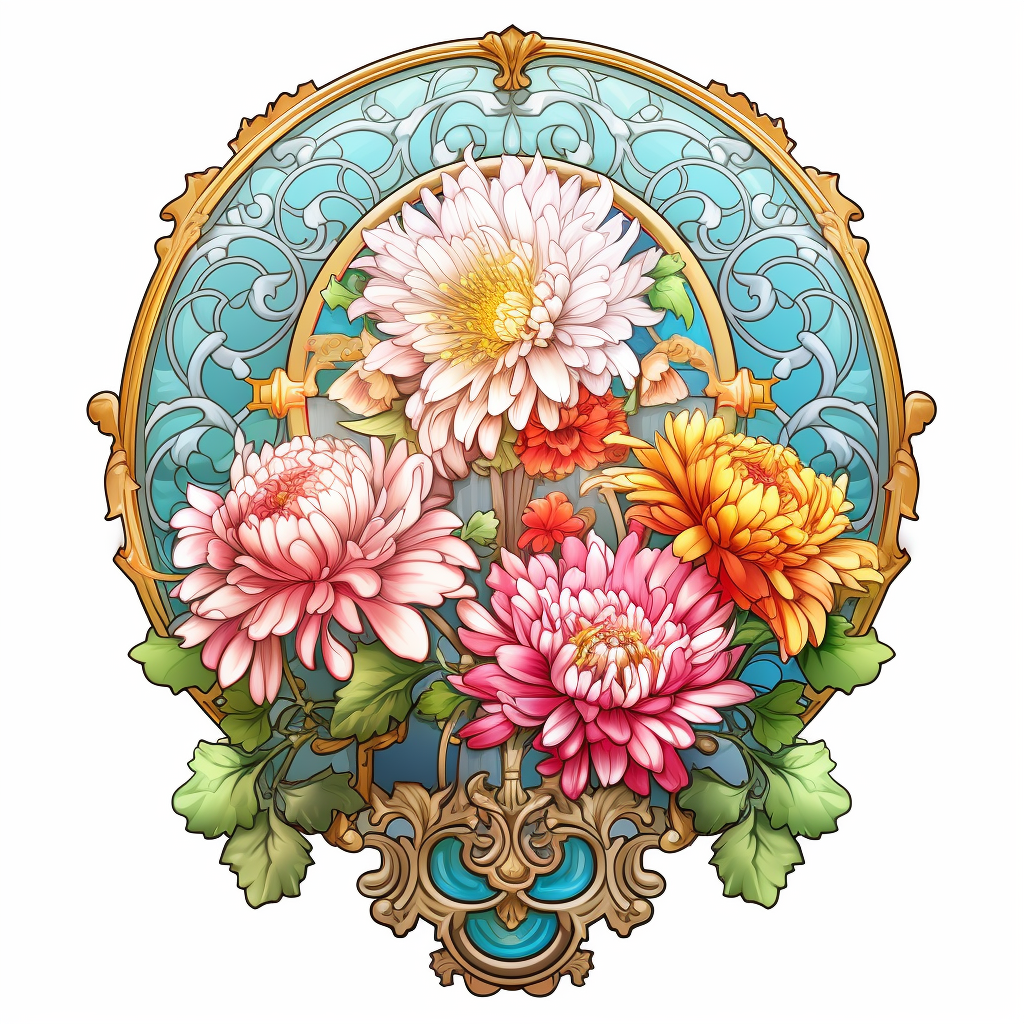 Colorful Chrysanthemum Coat of Arms