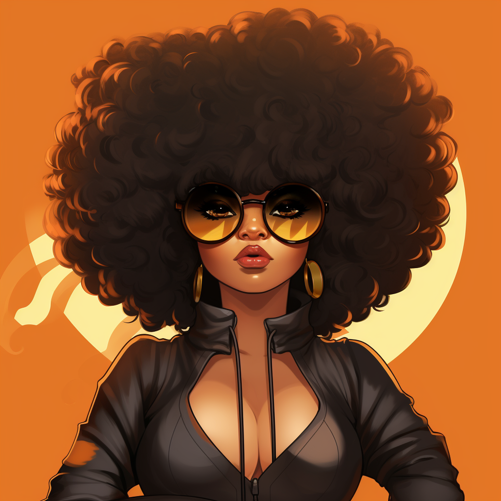 Chubby Black Woman with Afro Hairstyle Manga