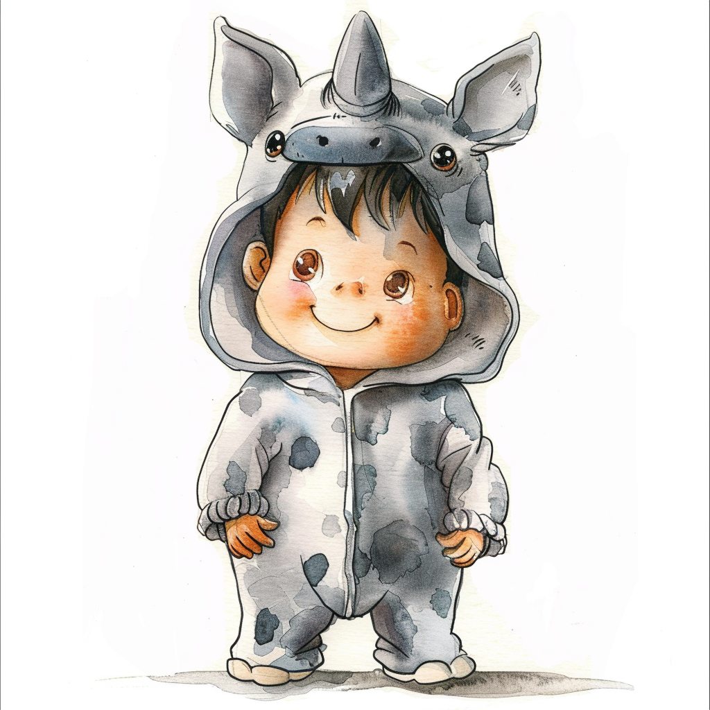 cute chubby child rhino costume