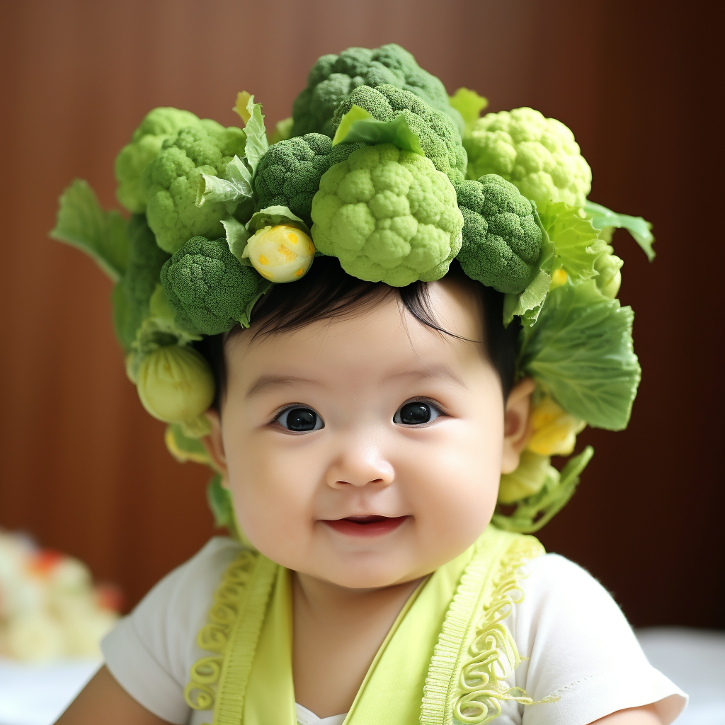 Cute Chinese Baby Cabbage with Broccoli Crown