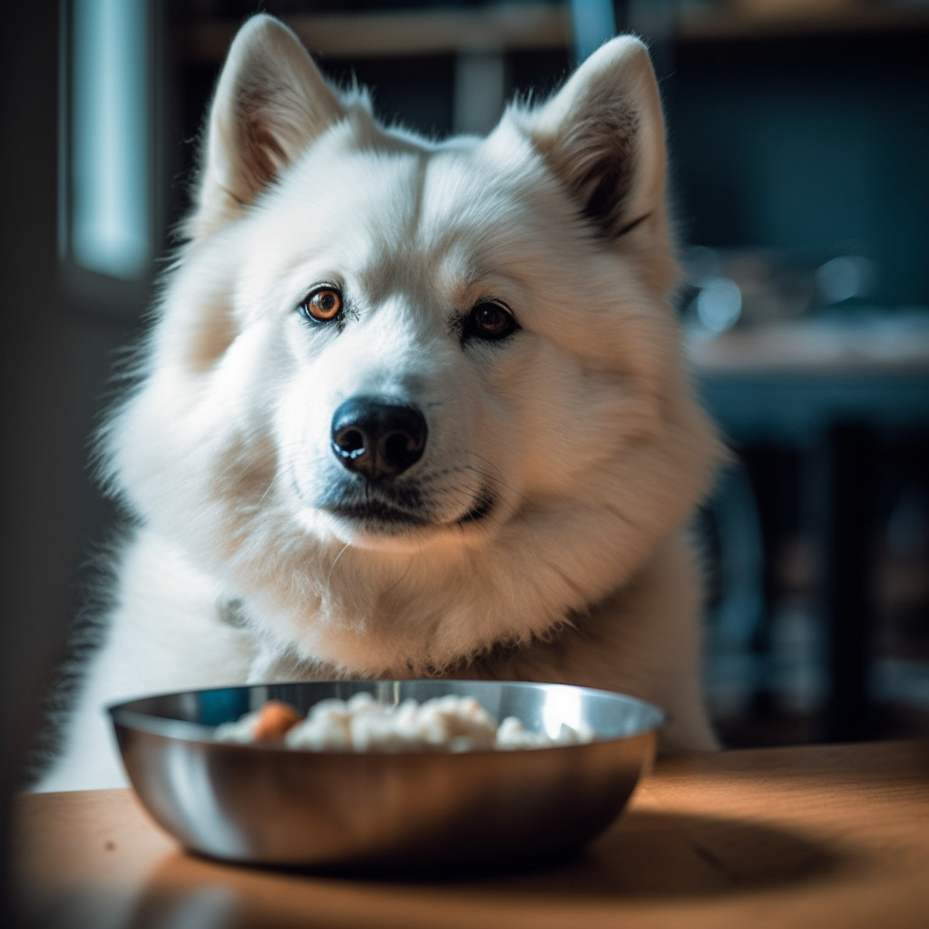 Cute dog enjoying a meal