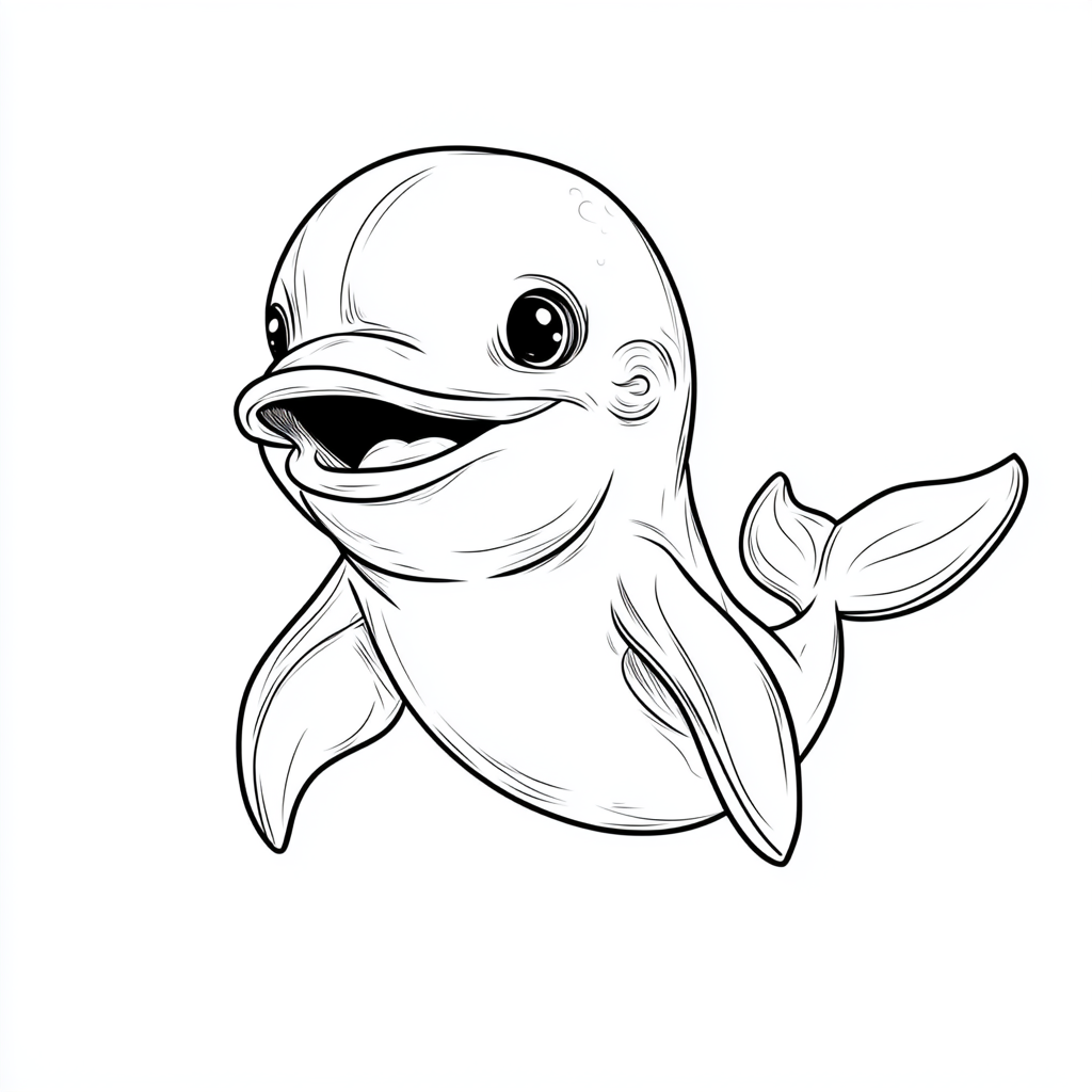 Cute Dolphin Coloring Page Outline