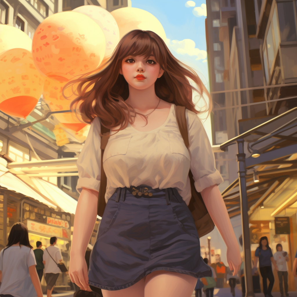 Japanese girl walking in the city