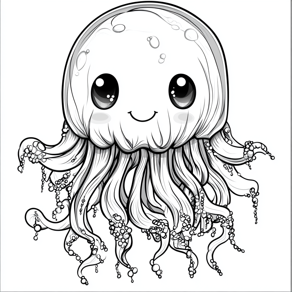 Cute Jellyfish Coloring Character Design